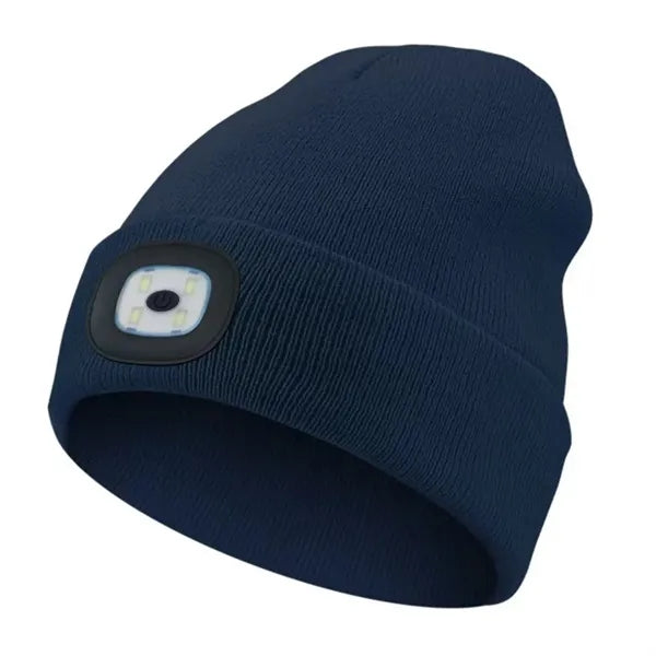 Unisex LED Light Winter Knitted Beanie Hat W/Headlamp