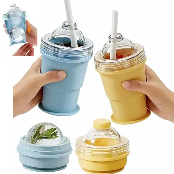 2-in-1 Collapsible Silicone Ice Ball Maker Cup