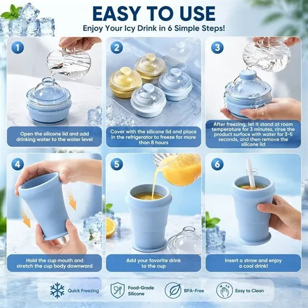 2-in-1 Collapsible Silicone Ice Ball Maker Cup