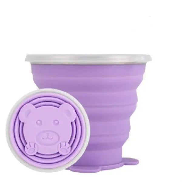 9oz Silicone Collapsible Travel Cup with Stainless Steel Rim