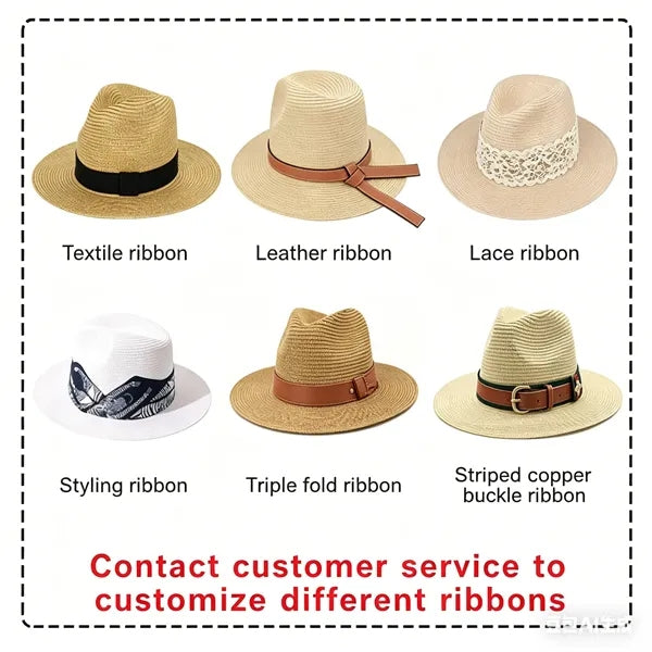 Wide Straw Panama Hat For Travel Fedora Beach