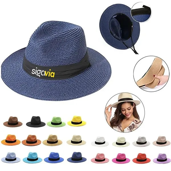Wide Straw Panama Hat For Travel Fedora Beach