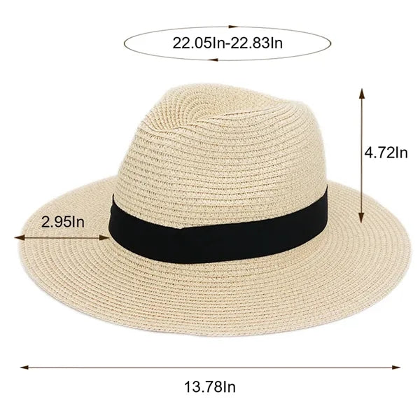 Wide Straw Panama Hat For Travel Fedora Beach