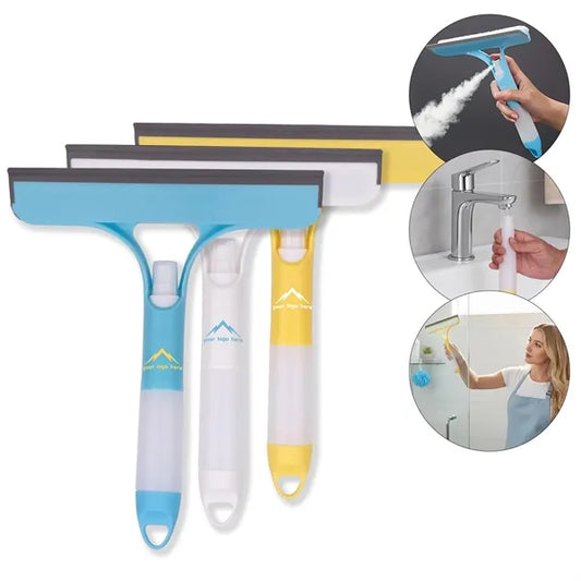 2-in-1 Window Squeegee Spray Bottle w/ Glass Clean Brush