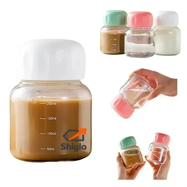 Small Borosilicate Glass Juice Bottle with Lid