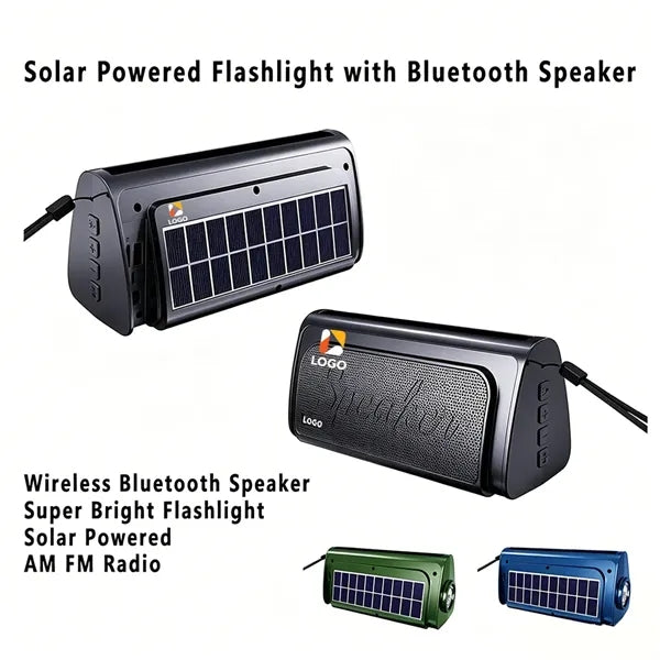 Solar Powered Wireless Bluetooth Speaker with Flashlight