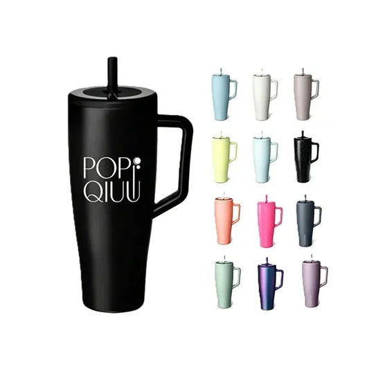 Stainless Steel Straw Insulated Mug with Handle - 40 oz