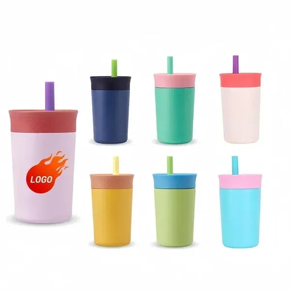 Portable 12oz Stainless Steel Insulated Tumbler With Straw