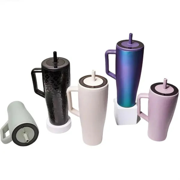 Stainless Steel Straw Insulated Mug with Handle - 40 oz