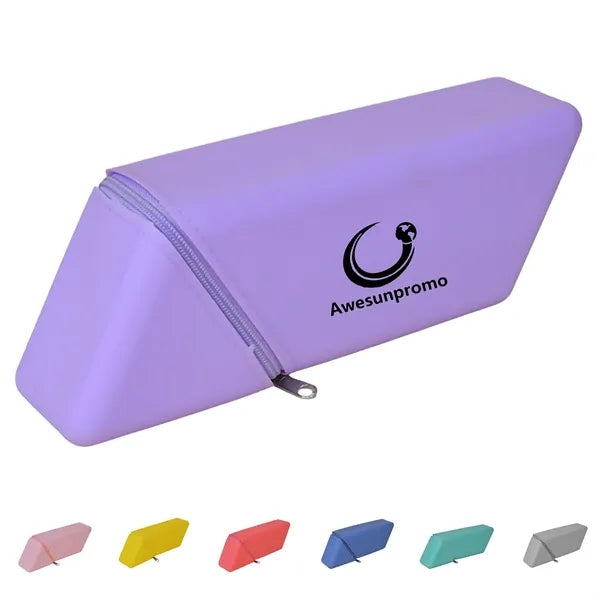 Triangular Silicone Pencil Case with Compartments