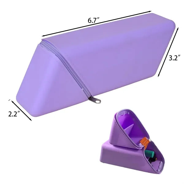 Triangular Silicone Pencil Case with Compartments