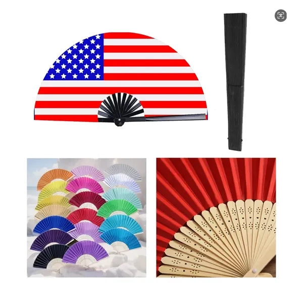 8.25" Bamboo Ribs Fabric Folding Fan
