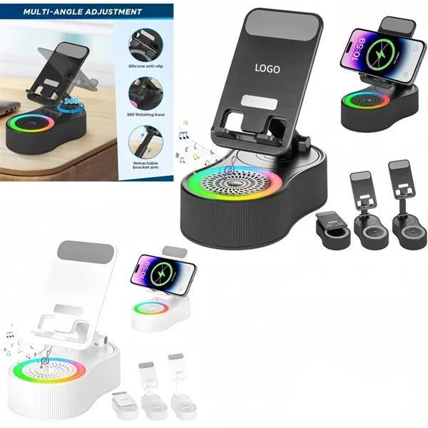 5-in-1 Bluetooth Speaker with Phone Stand and Power Bank