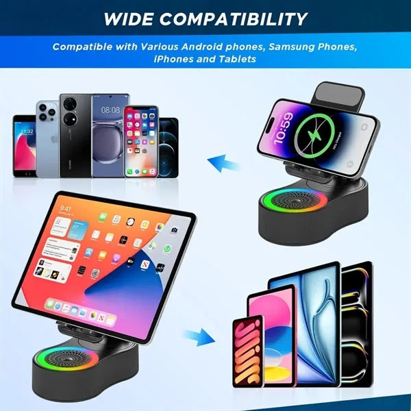 5-in-1 Bluetooth Speaker with Phone Stand and Power Bank