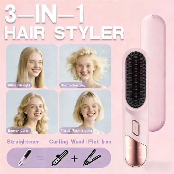 Portable Cordless Hair Straightening Brush