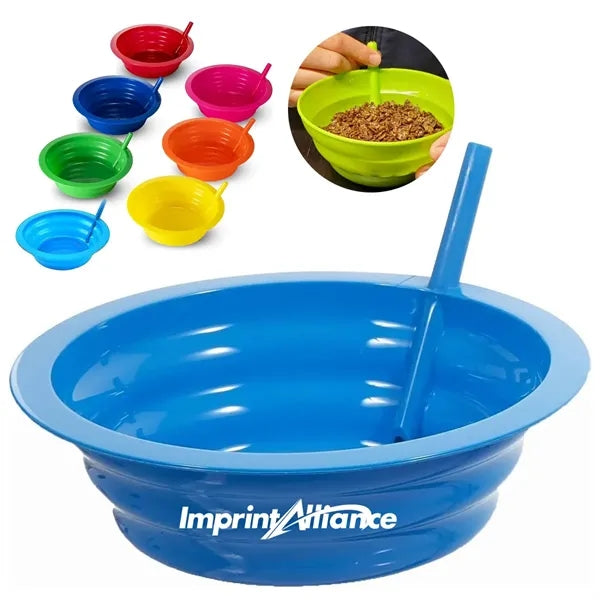 Plastic Cereal & Soup Bowl with Built-In Sipping Straw