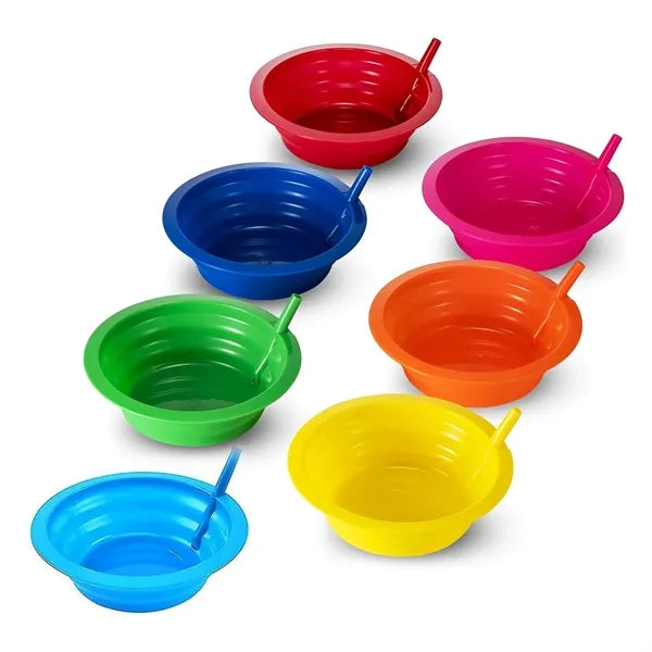 Plastic Cereal & Soup Bowl with Built-In Sipping Straw