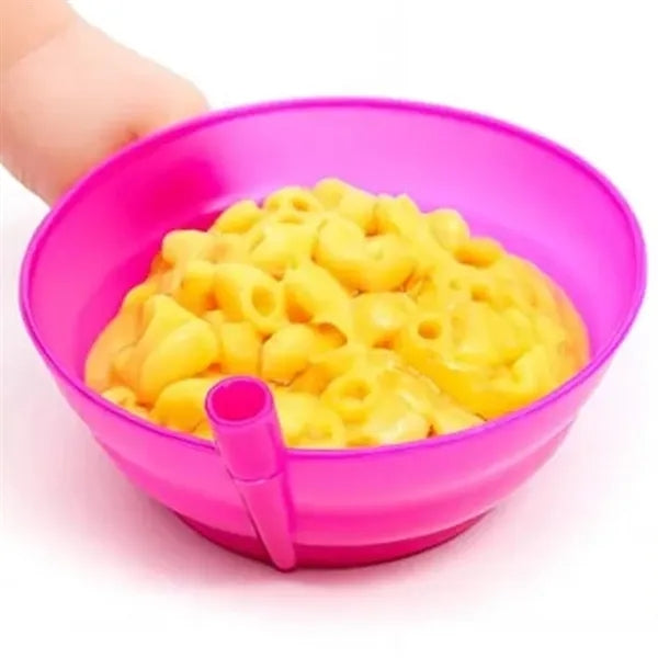 Plastic Cereal & Soup Bowl with Built-In Sipping Straw