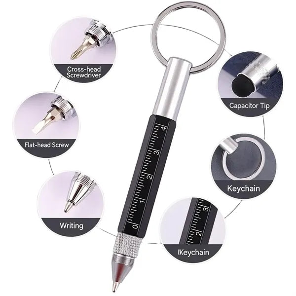 Promo 6-in-1 Multi-Tool Keychain Pen Metal Custom Laser