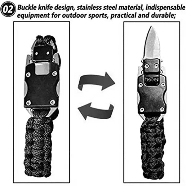 Knife Buckle Bracelet Braided Wristband Emergency Hand Rope