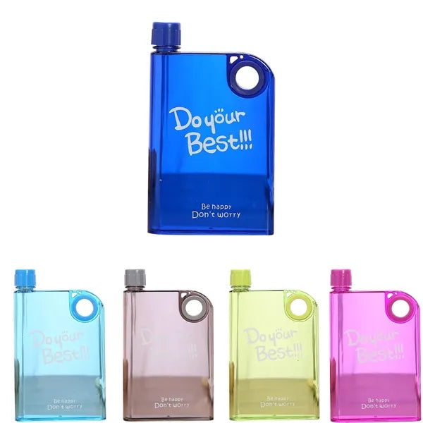 Portable Slim Flat Water Bottle 12.8oz Custom Logo