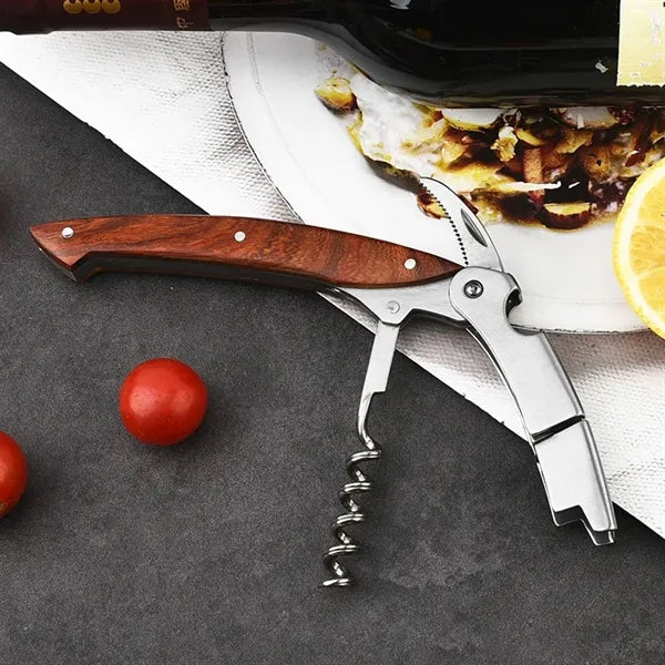 Kitchen Wine Bottle Opener Wood Handle Corkscrew Open