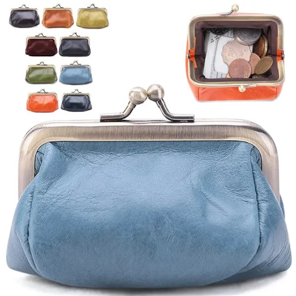 Vintage PU Leather Coin Purse with Metal Clasp