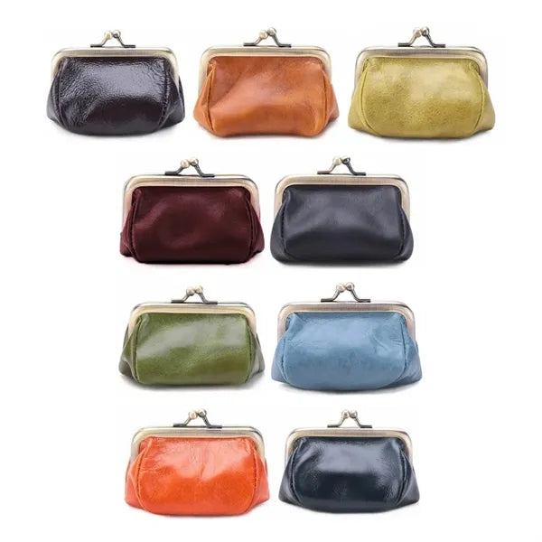 Vintage PU Leather Coin Purse with Metal Clasp