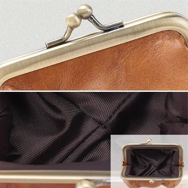 Vintage PU Leather Coin Purse with Metal Clasp