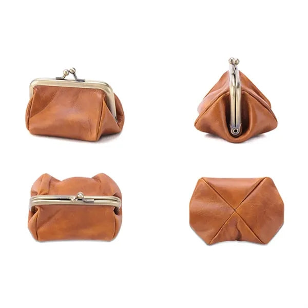 Vintage PU Leather Coin Purse with Metal Clasp