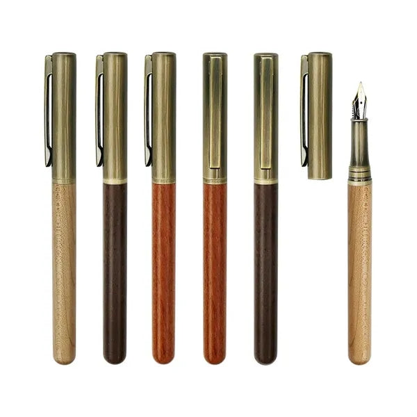 Executive Vintage Style Natural Wood Brass Cap Pen