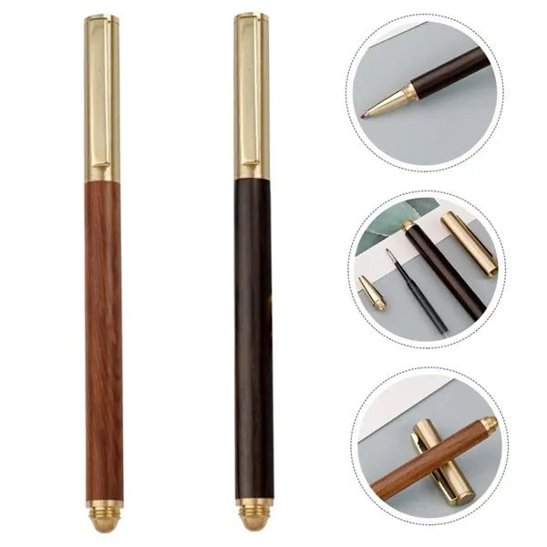 Executive Vintage Style Natural Wood Brass Cap Pen