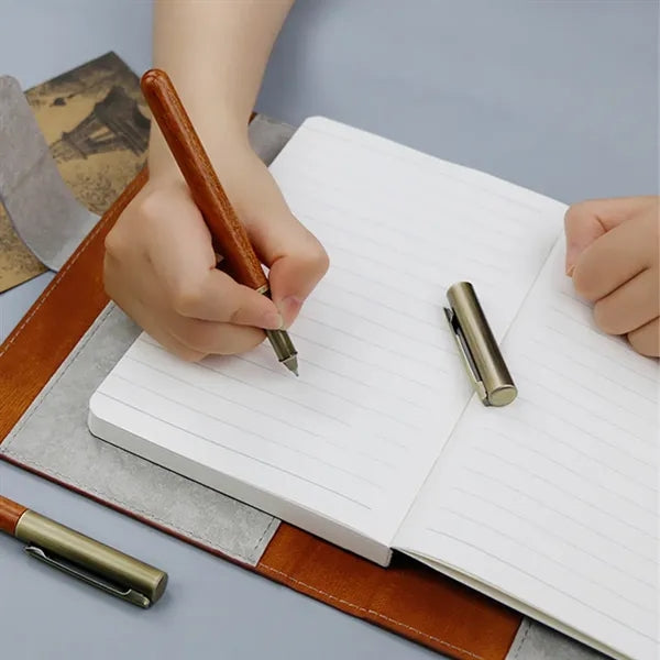 Executive Vintage Style Natural Wood Brass Cap Pen