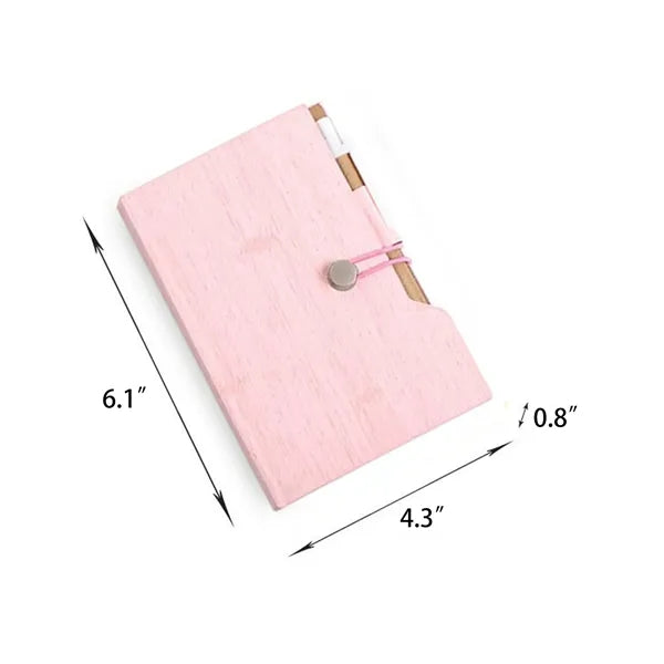 Wood Grain Notebook with Sticky Note and Pen