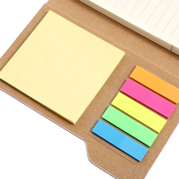 Wood Grain Notebook with Sticky Note and Pen