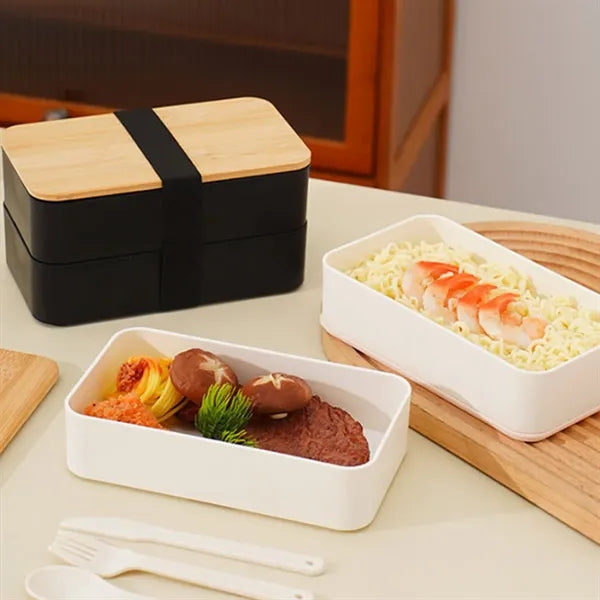Stackable Bamboo Top Bento Lunch Box With Insulated Bag Set
