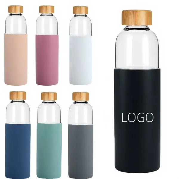 17 Oz Borosilicate Glass Water Bottles with Bamboo Lid
