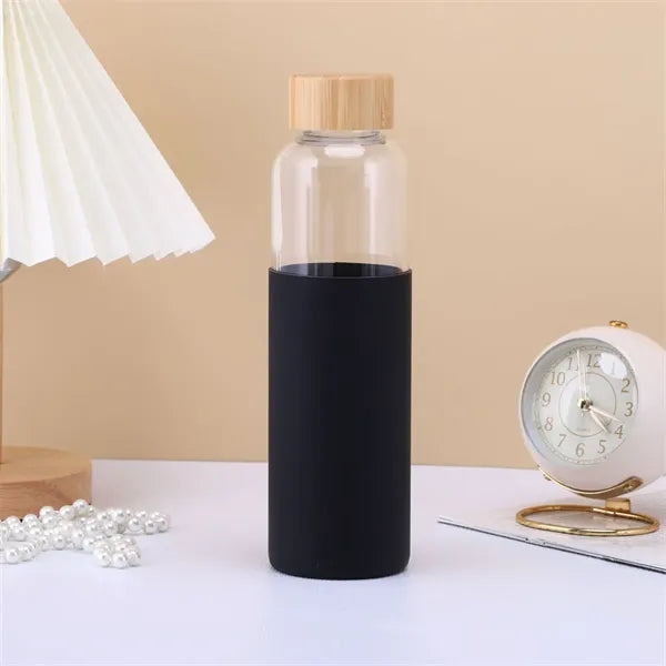 17 Oz Borosilicate Glass Water Bottles with Bamboo Lid