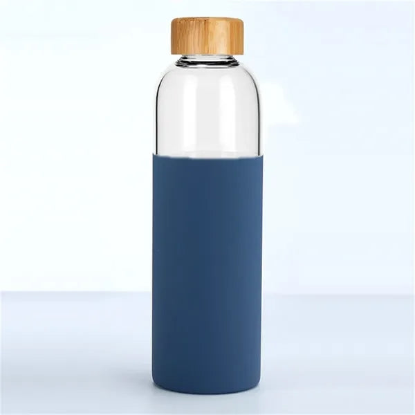 17 Oz Borosilicate Glass Water Bottles with Bamboo Lid