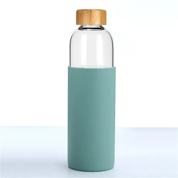 17 Oz Borosilicate Glass Water Bottles with Bamboo Lid