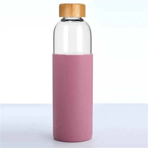 17 Oz Borosilicate Glass Water Bottles with Bamboo Lid