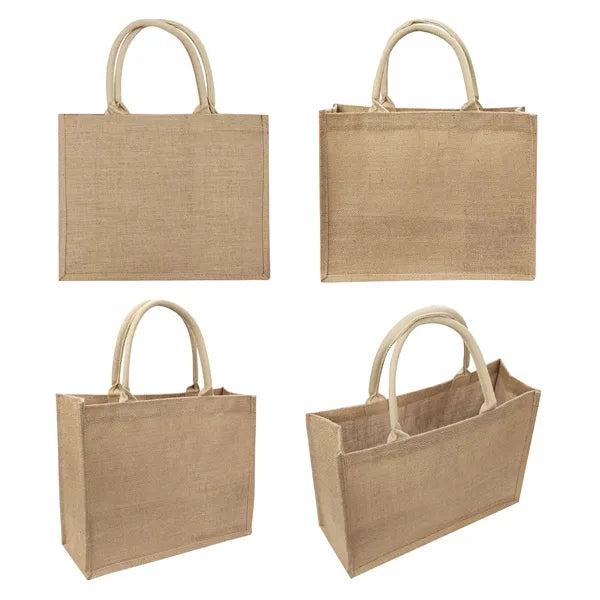 15" Large Burlap Shopping Tote Bag With Handle