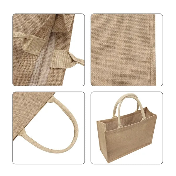 15" Large Burlap Shopping Tote Bag With Handle