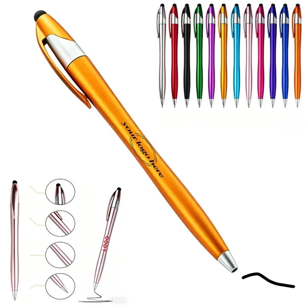 Retractable Plastic Stylus Ballpoint Pen