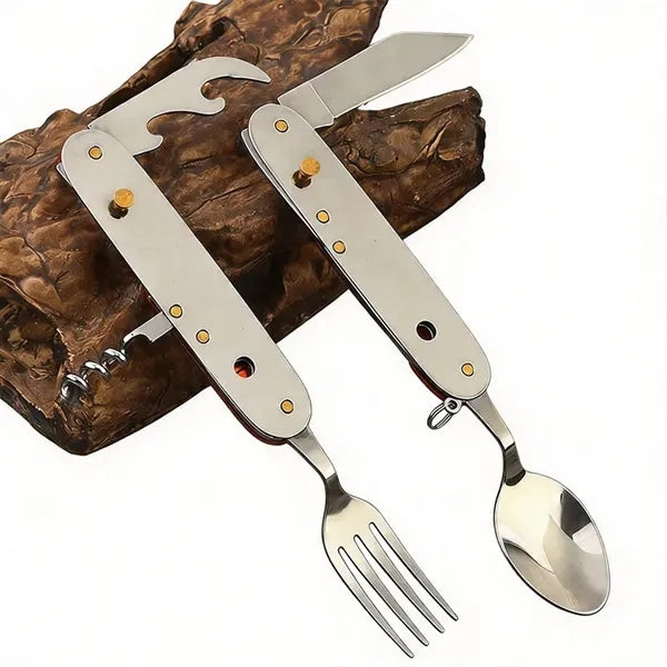 Stainless Steel 6 in 1 Foldable Portable Utensils