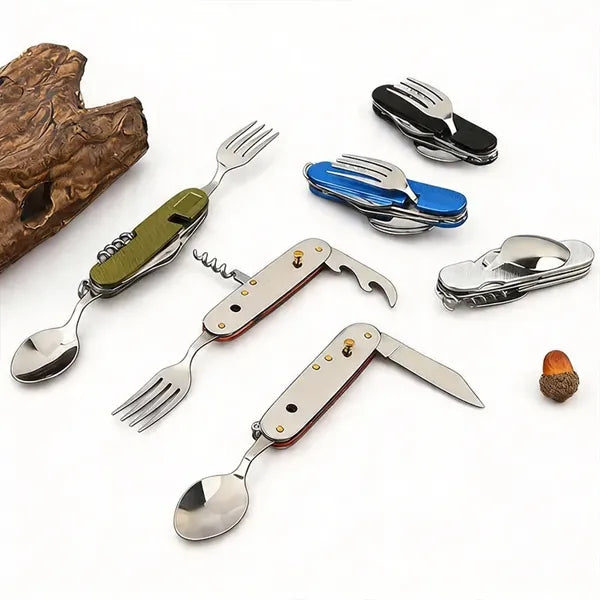 Stainless Steel 6 in 1 Foldable Portable Utensils