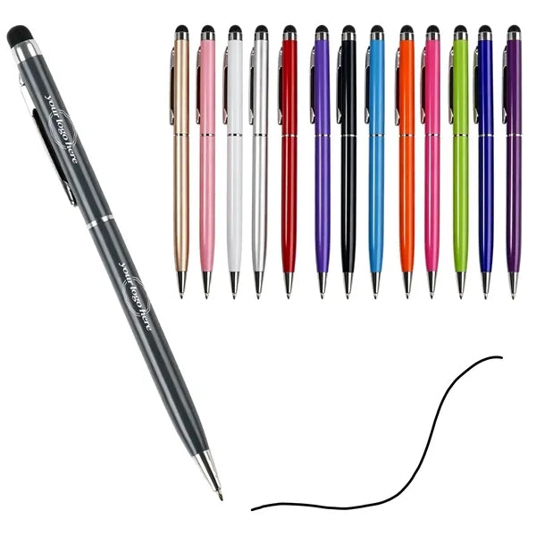 Slim Metal Twist Action Stylus Ballpoint Pen