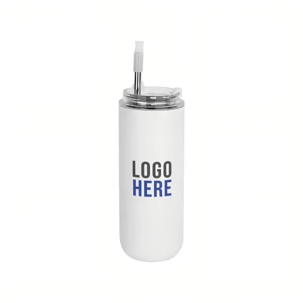 16 oz Stainless Steel Tumbler with Straw