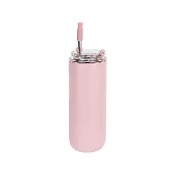 16 oz Stainless Steel Tumbler with Straw