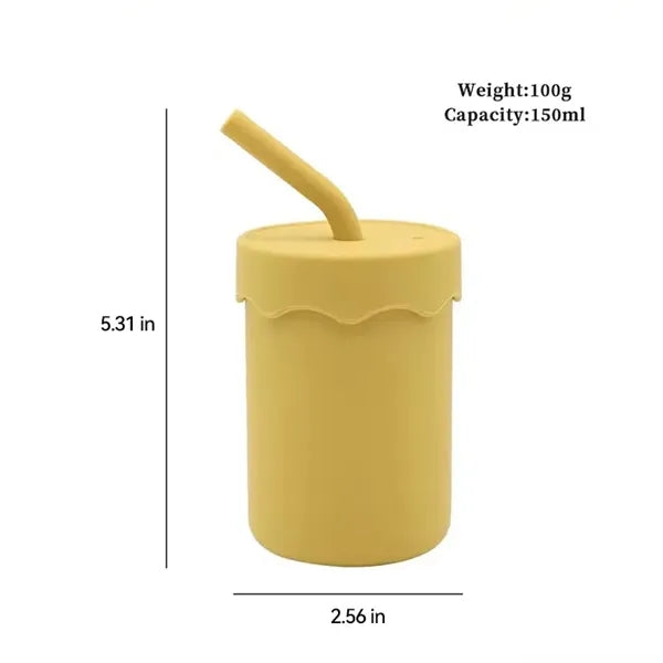 Baby Sippy Cup Dual Straws Silicone Leakproof For Kids